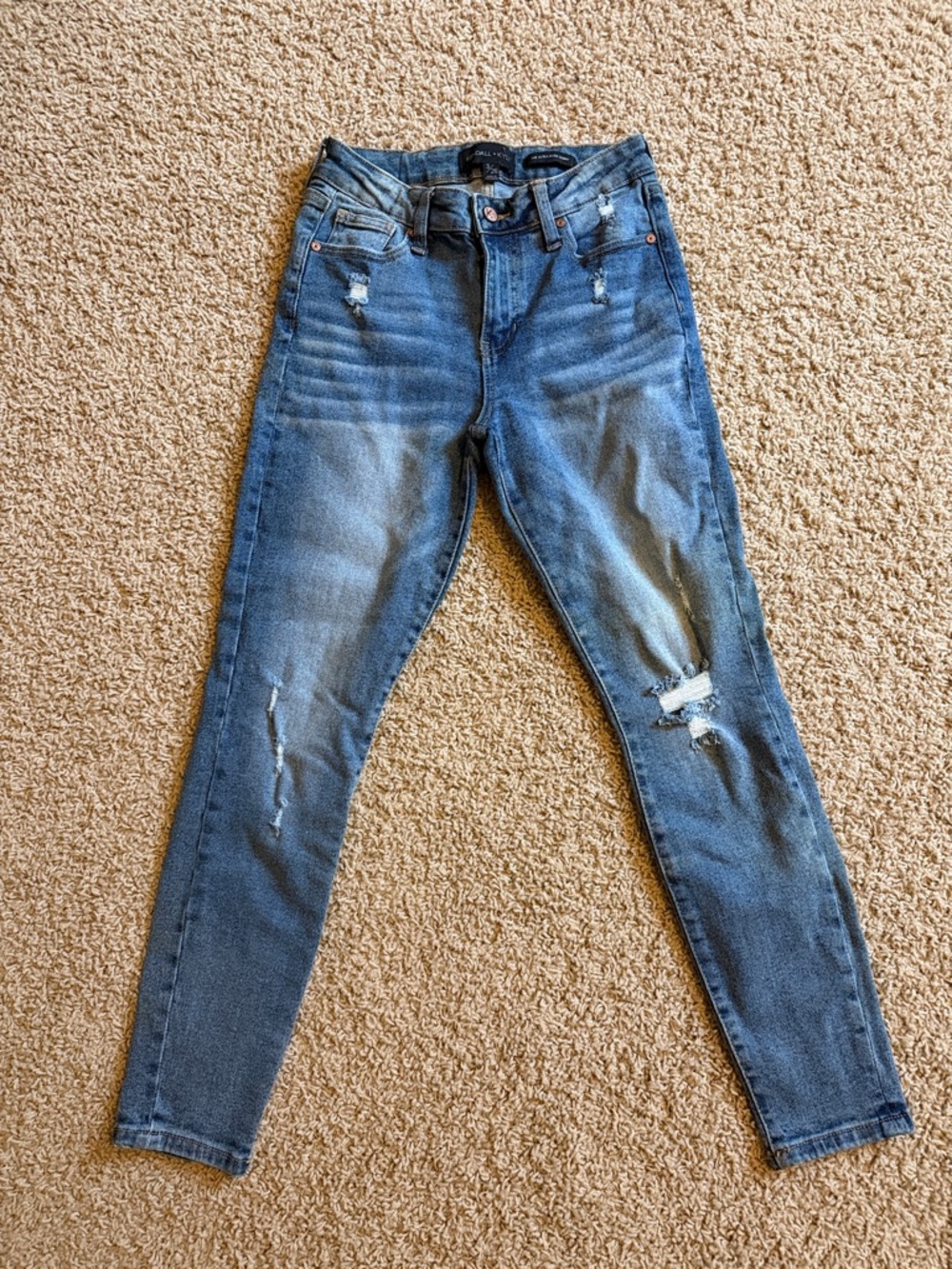 Kendall & Kylie Mid Blue Distressed Skinny Jeans
